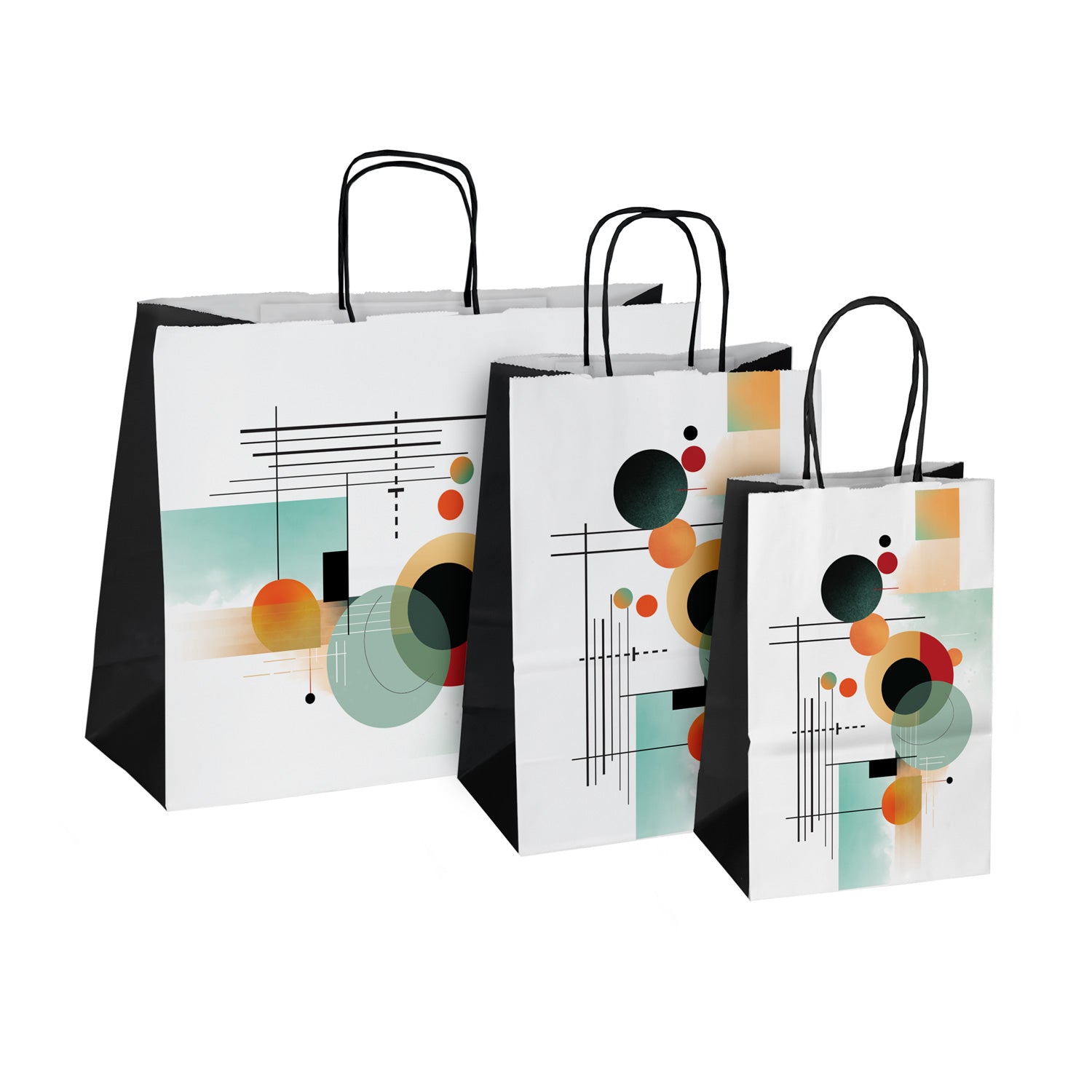 paper bags with pattern and black handles