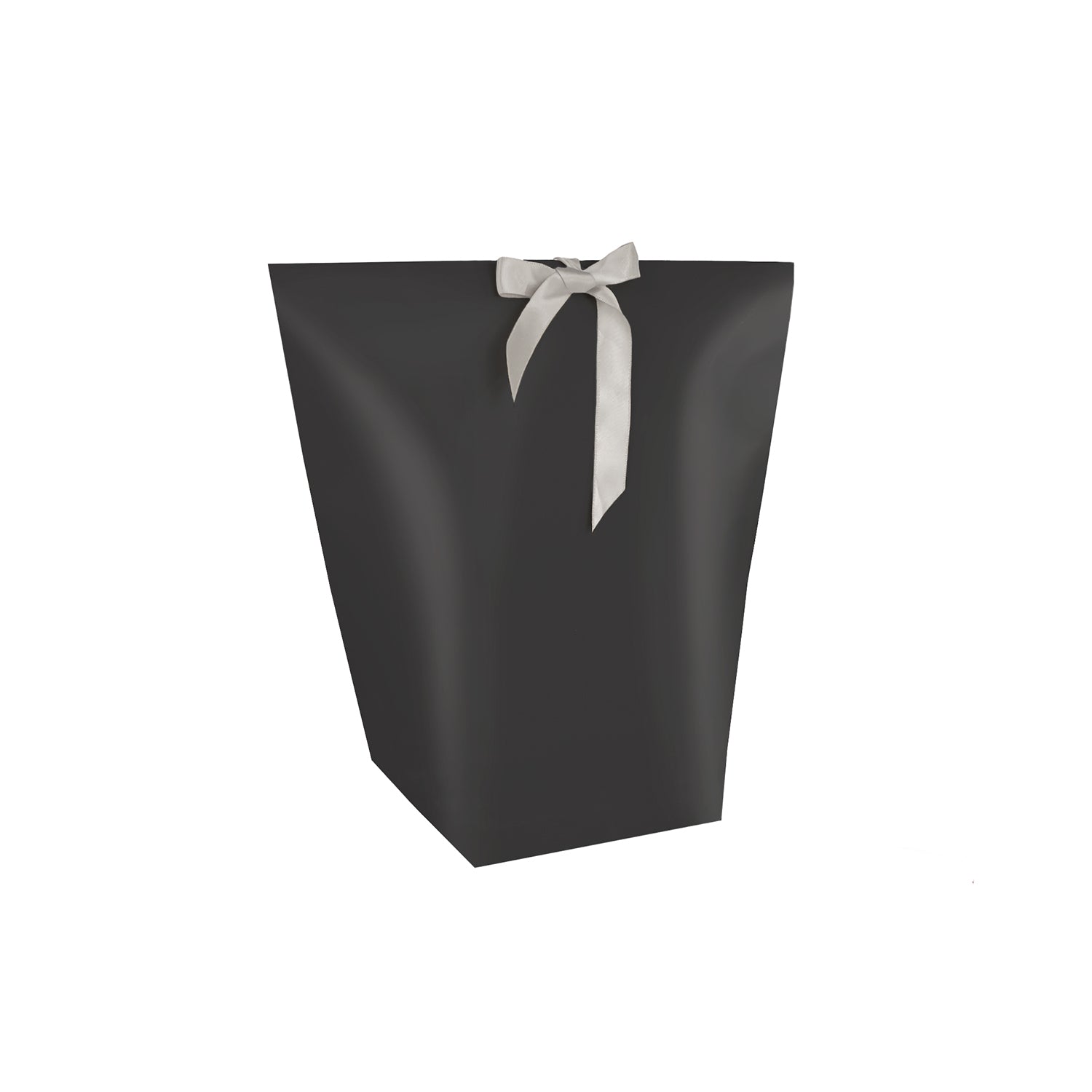 TRAPEZOIDAL POUCH WITH DECORATIVE CENTER RIBBON