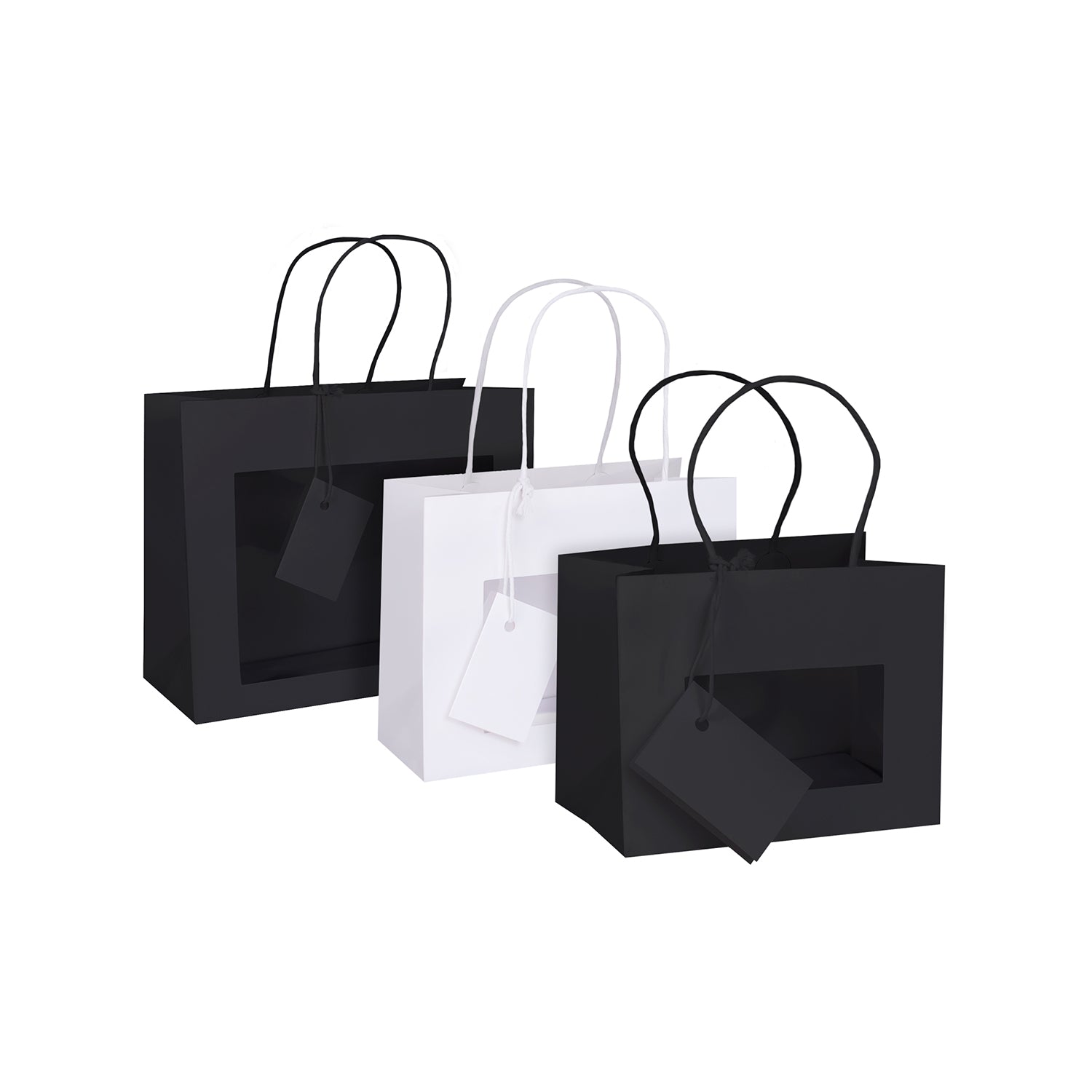 PREMIUM PAPER BAGS W/WINDOW AND RIGID HANDLE
