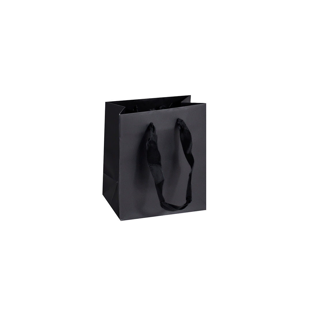 Black Matte Premium Bags W/Satin Handle (Oxford) - 6" x 6" x 3"