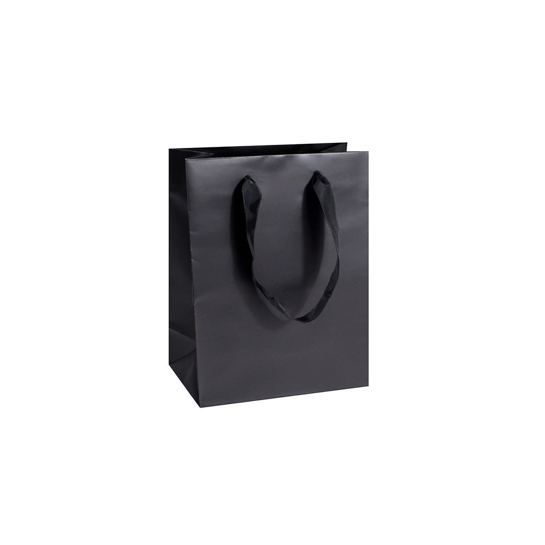 Black Matte Premium Bags W/Satin Handle (Oxford) - 8" x 4" x 10"