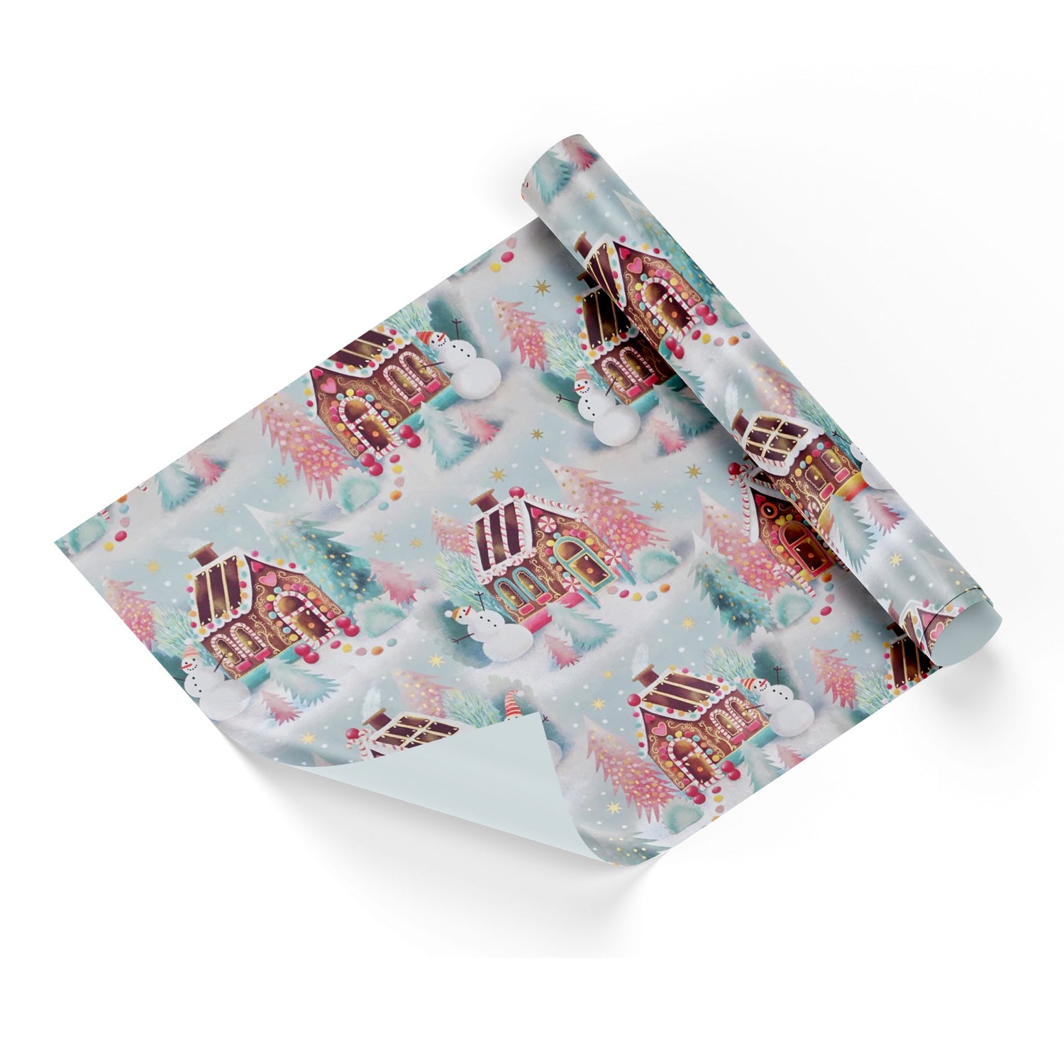 Childrens Christmas Retro Gingerbread House Wrapping Paper