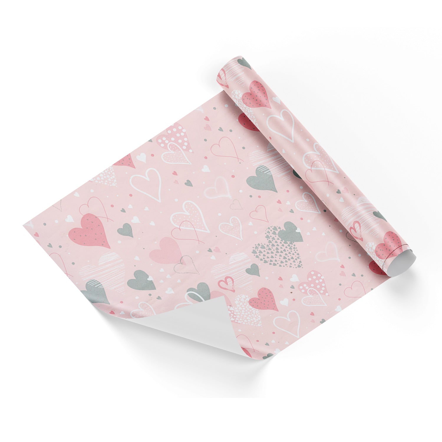 Velentine Pastel Hearts White Base Wrapping Paper