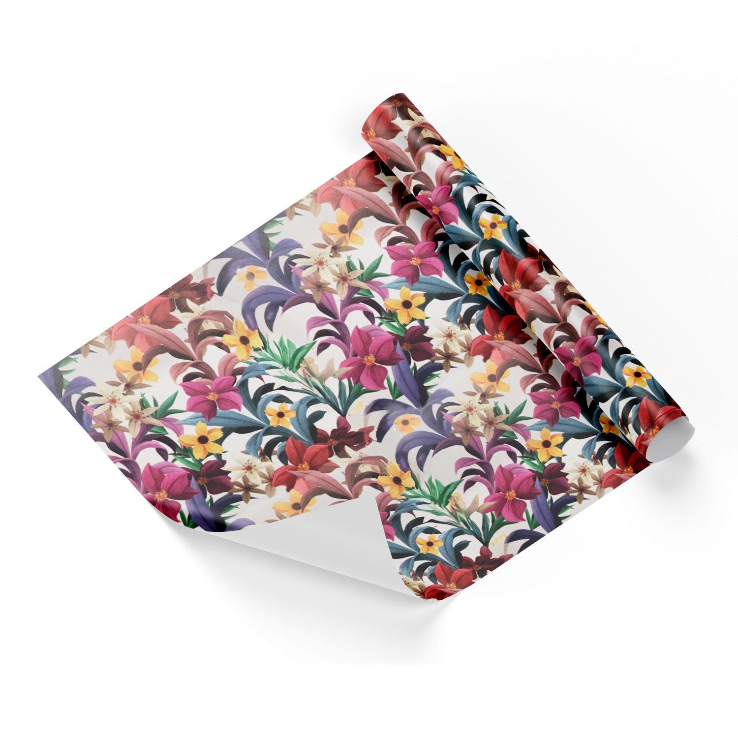 Colored Lower Bouquet White Base Wrapping Paper