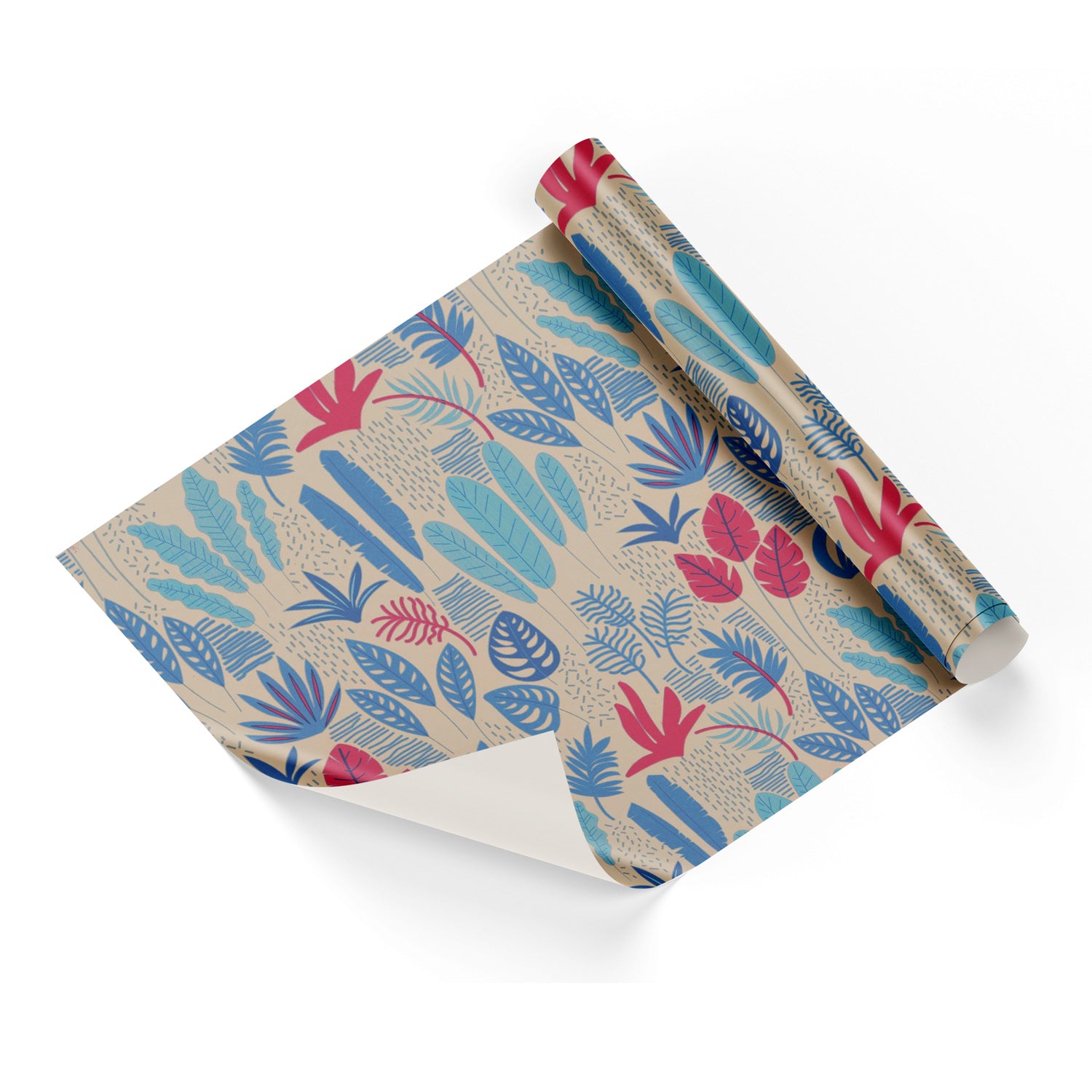 Blue Palms Beige Base Wrapping Paper