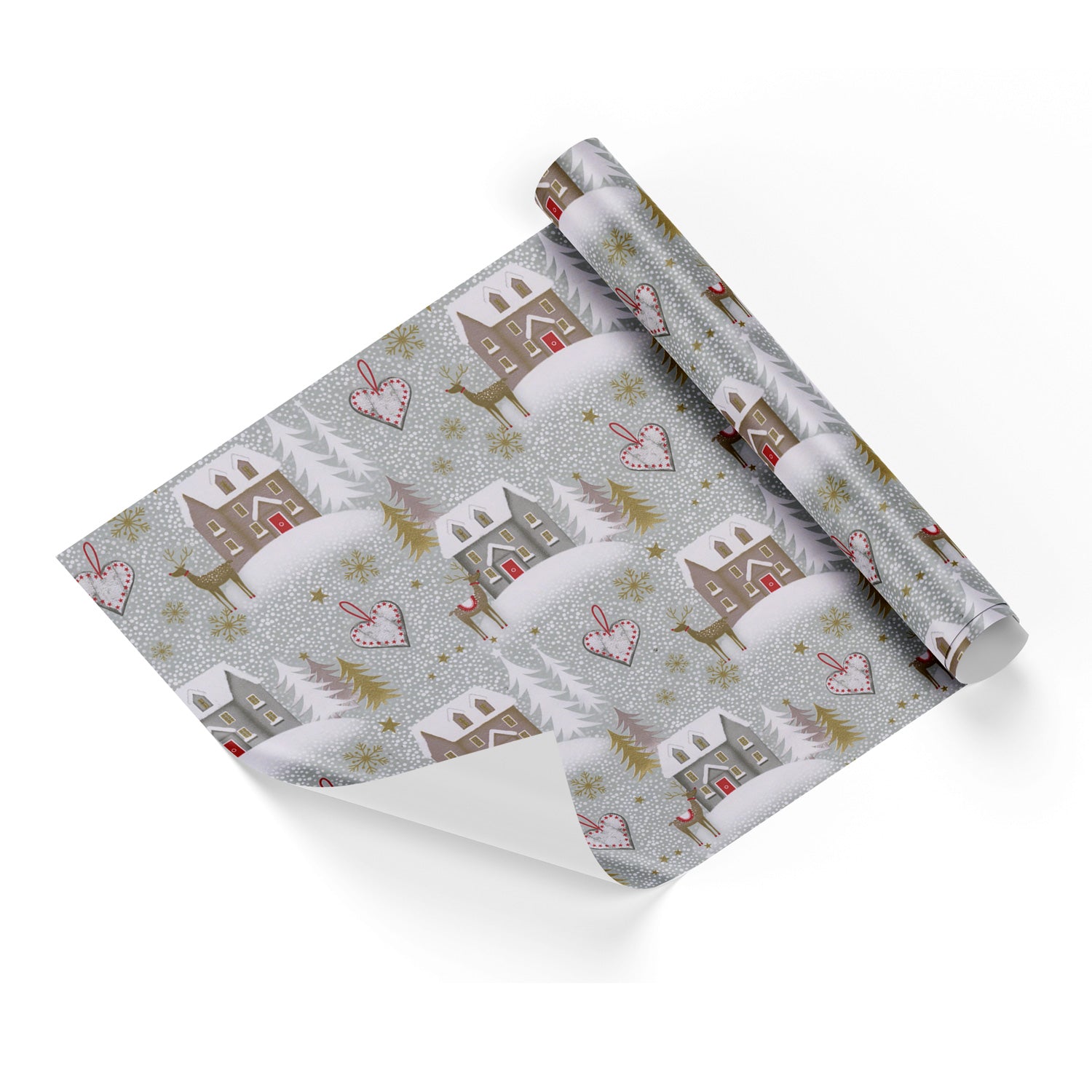 Christmas Vintage House White Base Wrapping Paper