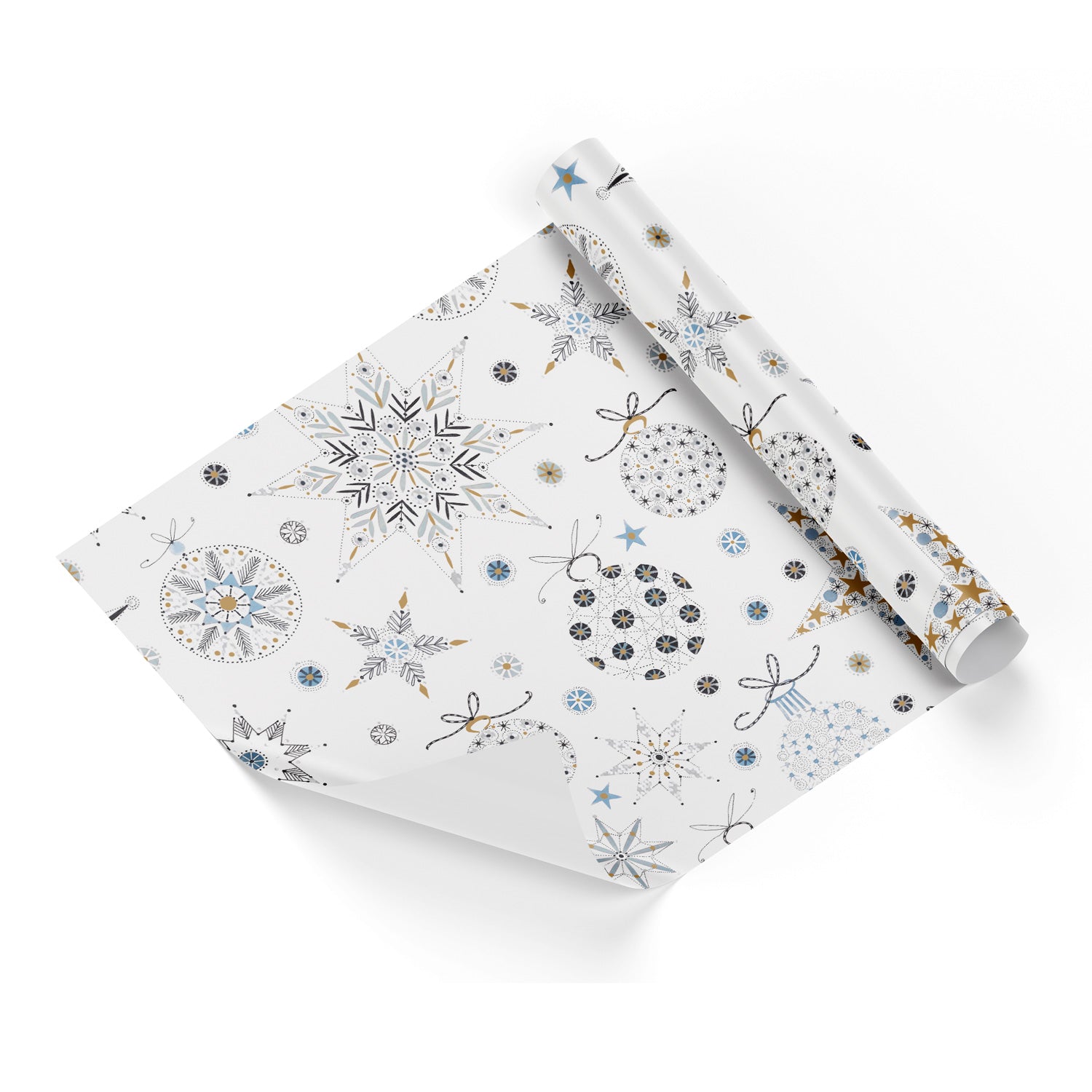 Metalic Shimmer Silver Starlight White Base Wrapping Paper