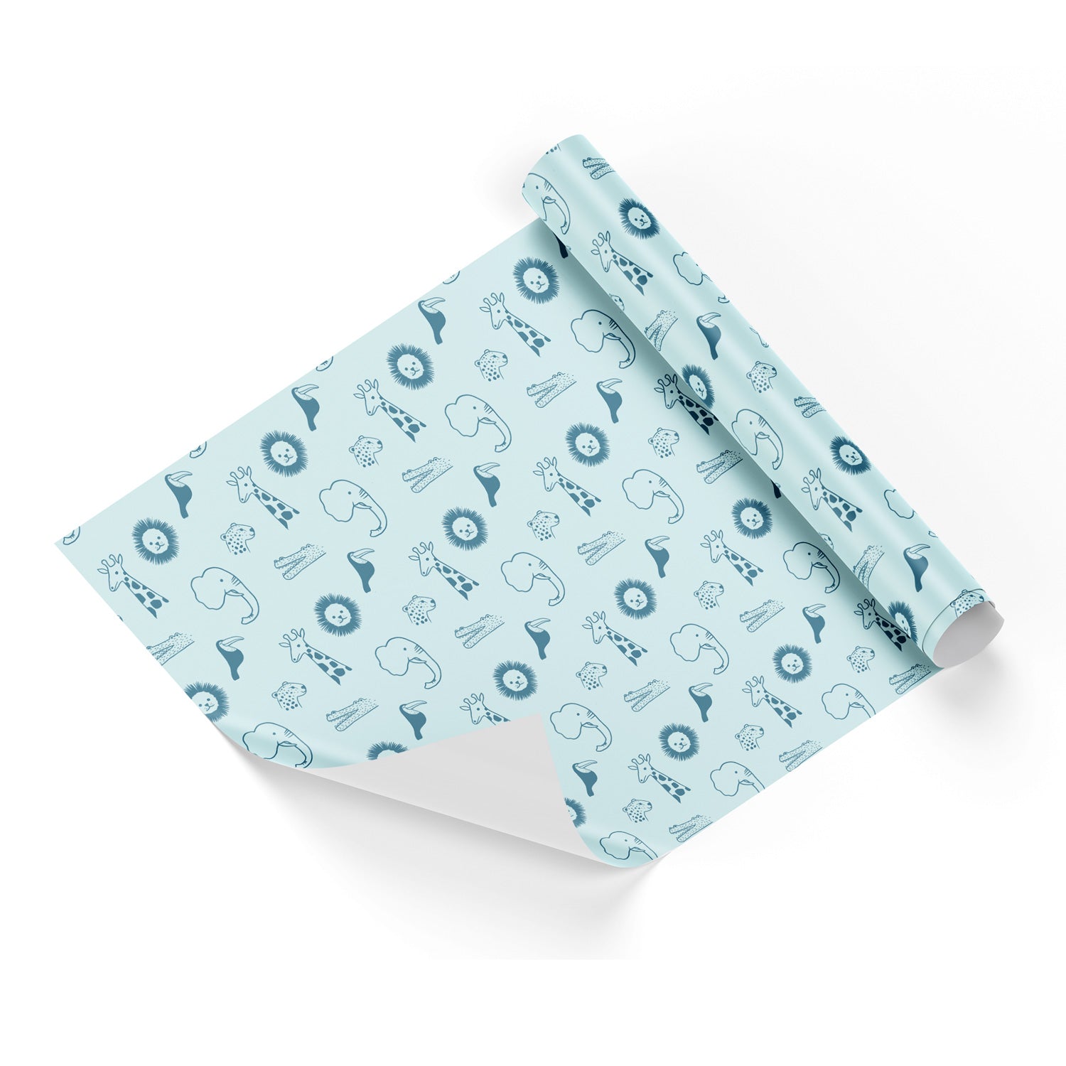 Childrens Small Jungle Blue Wrapping Paper
