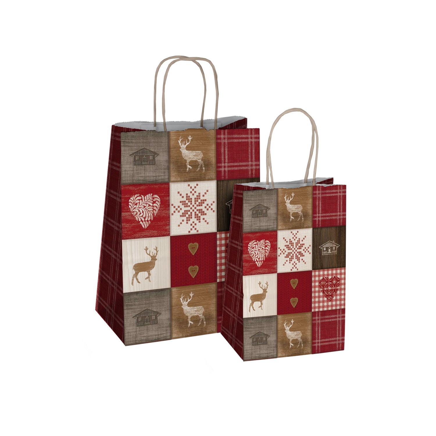 QUILTED PATCHWORK CHRISTMAS PAPER BAGS
