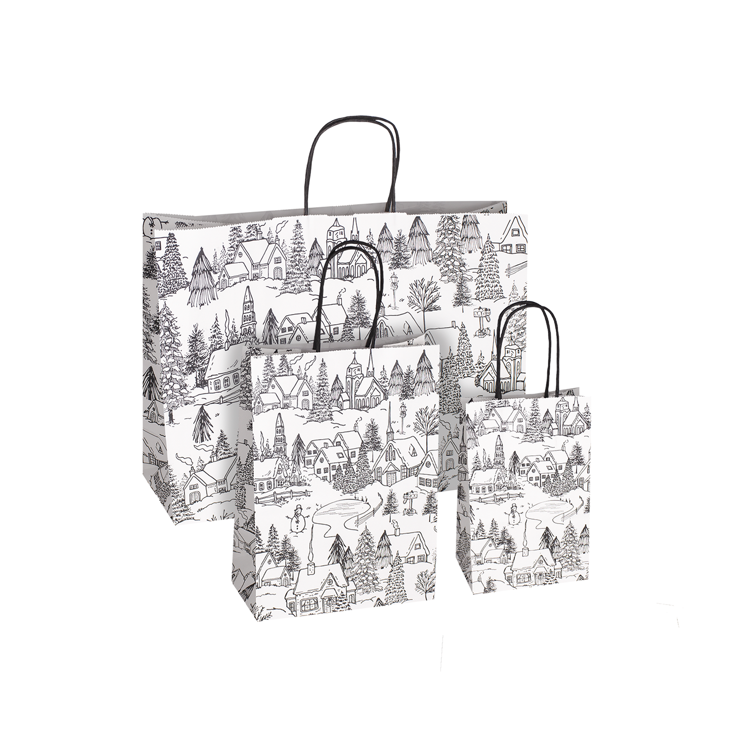 CLASSIC WINTER VILLAGE CHRISTMAS PAPER BAGS