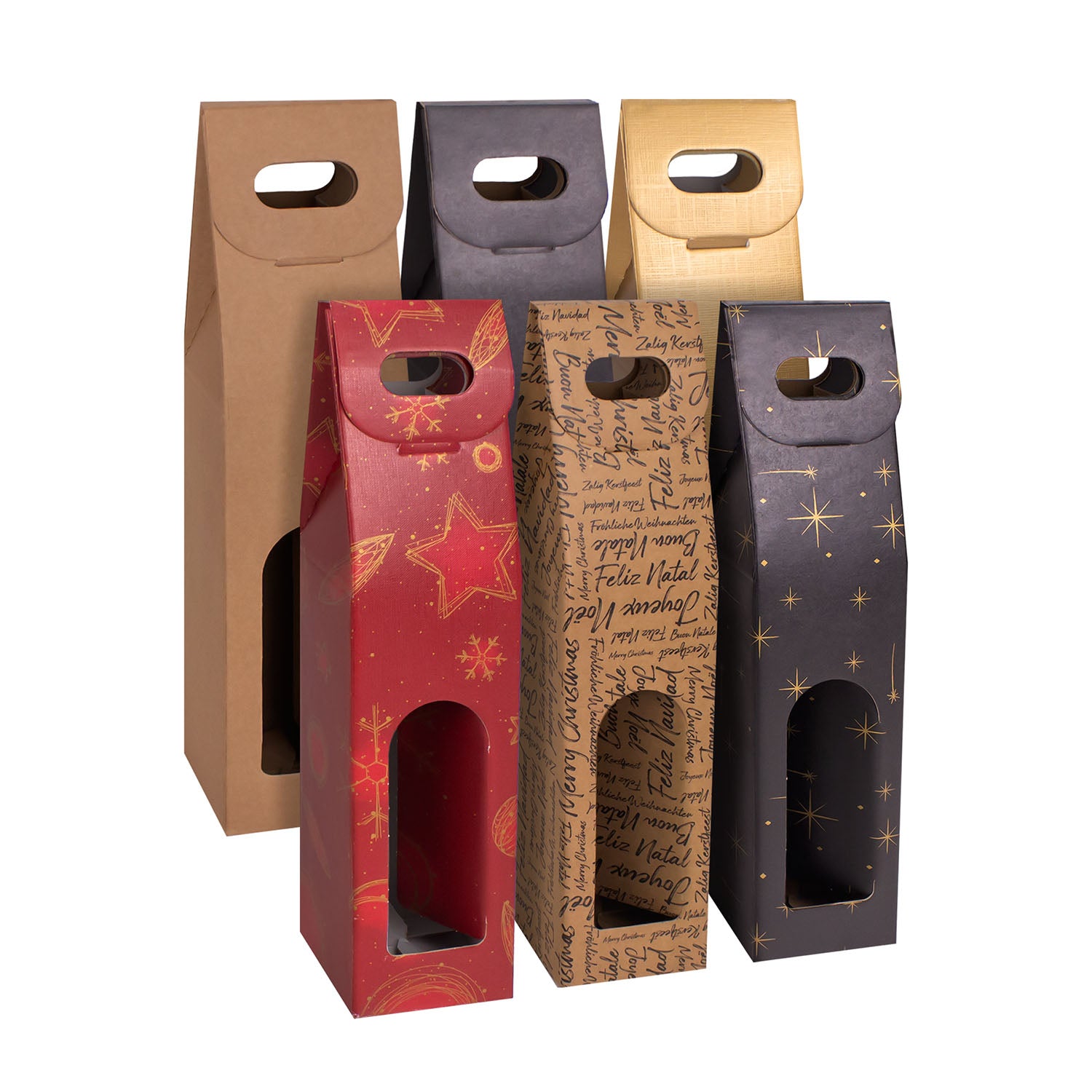 ONE BOTTLE BOX WITH WINDOW AND HANDLE