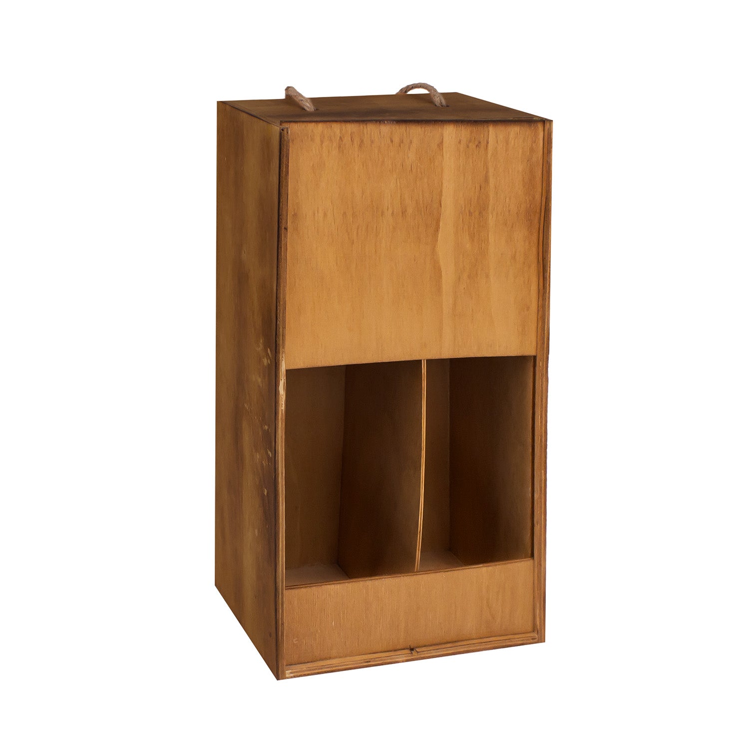 TWO BOTTLE WOOD BOX