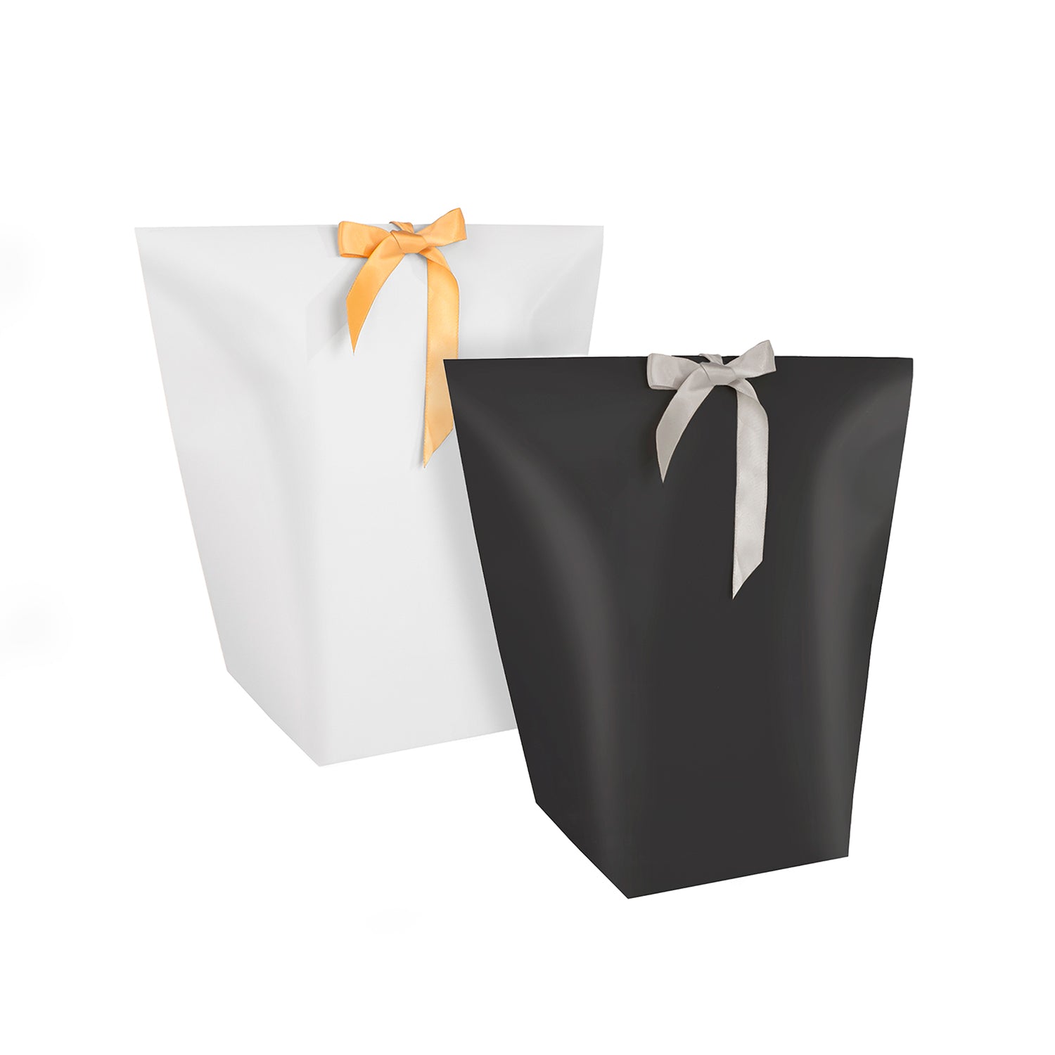 TRAPEZOIDAL POUCH WITH DECORATIVE CENTER RIBBON