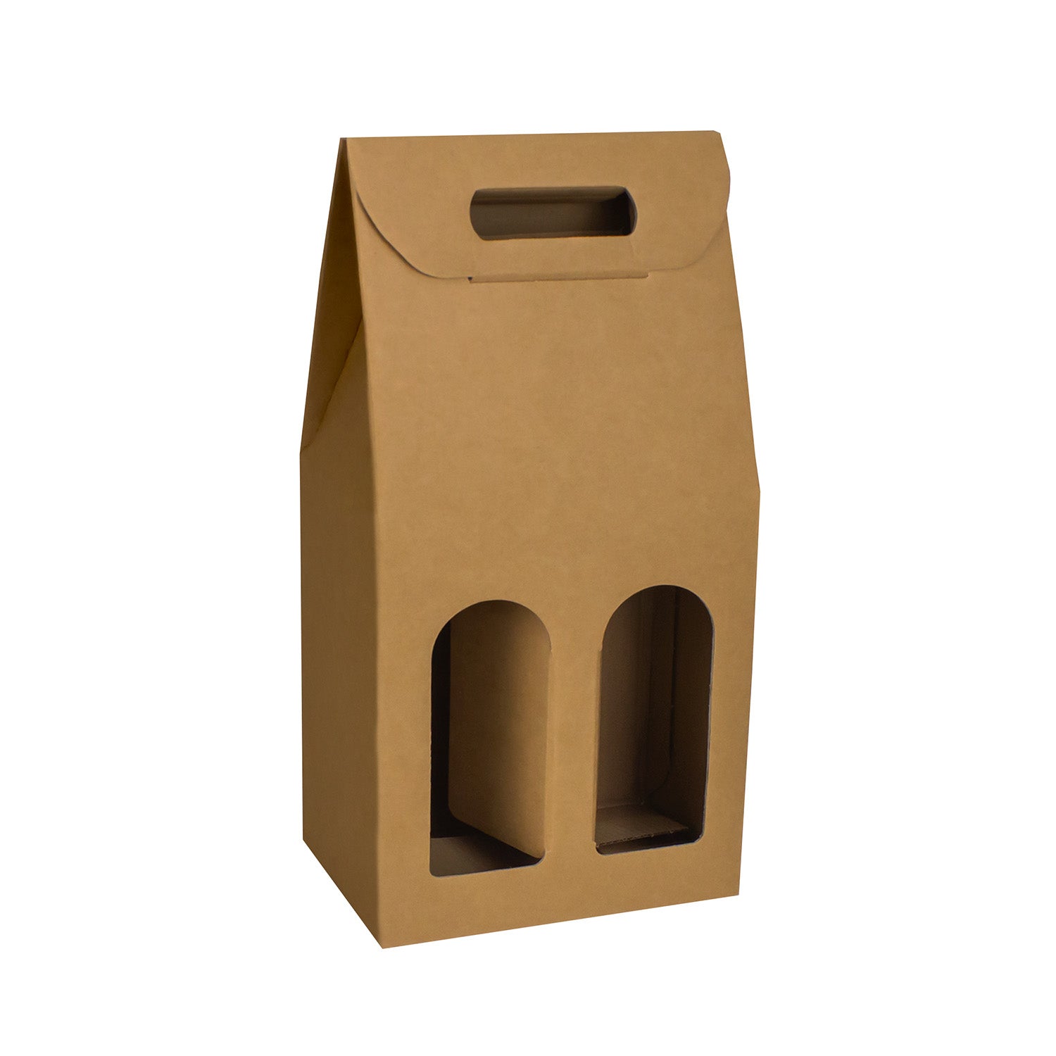 TWO BOTTLE BOX WITH WINDOW AND HANDLE
