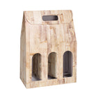 THREE BOTTLE BOX WITH WINDOW AND HANDLE