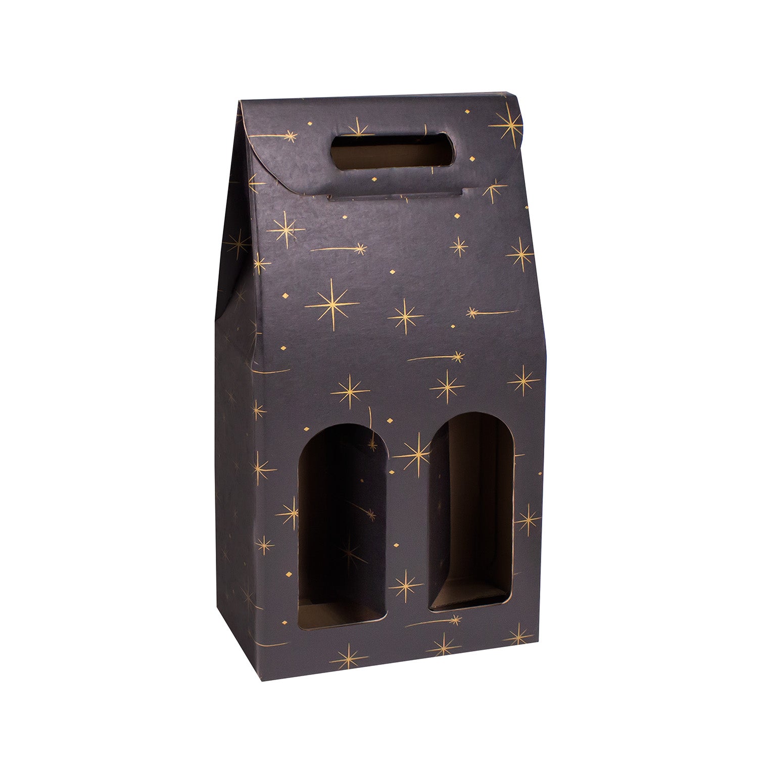 TWO BOTTLE BOX WITH WINDOW AND HANDLE