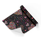 Valentine Colorful Flower Hearts Black Base Wrapping Paper