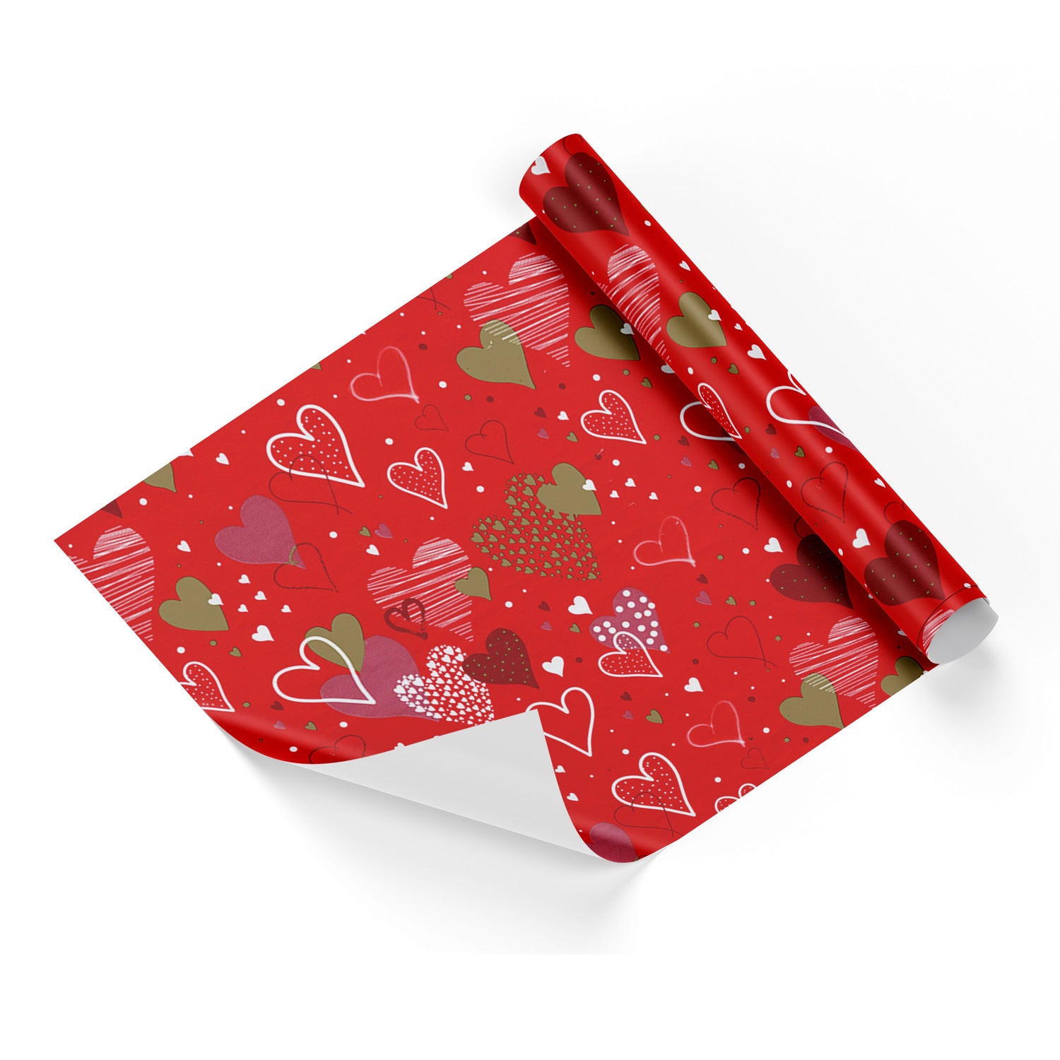 Valentine Assorted Hearts Red Base Wrapping Paper