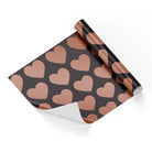Valentine Copper Hearts Black Base Wrapping Paper