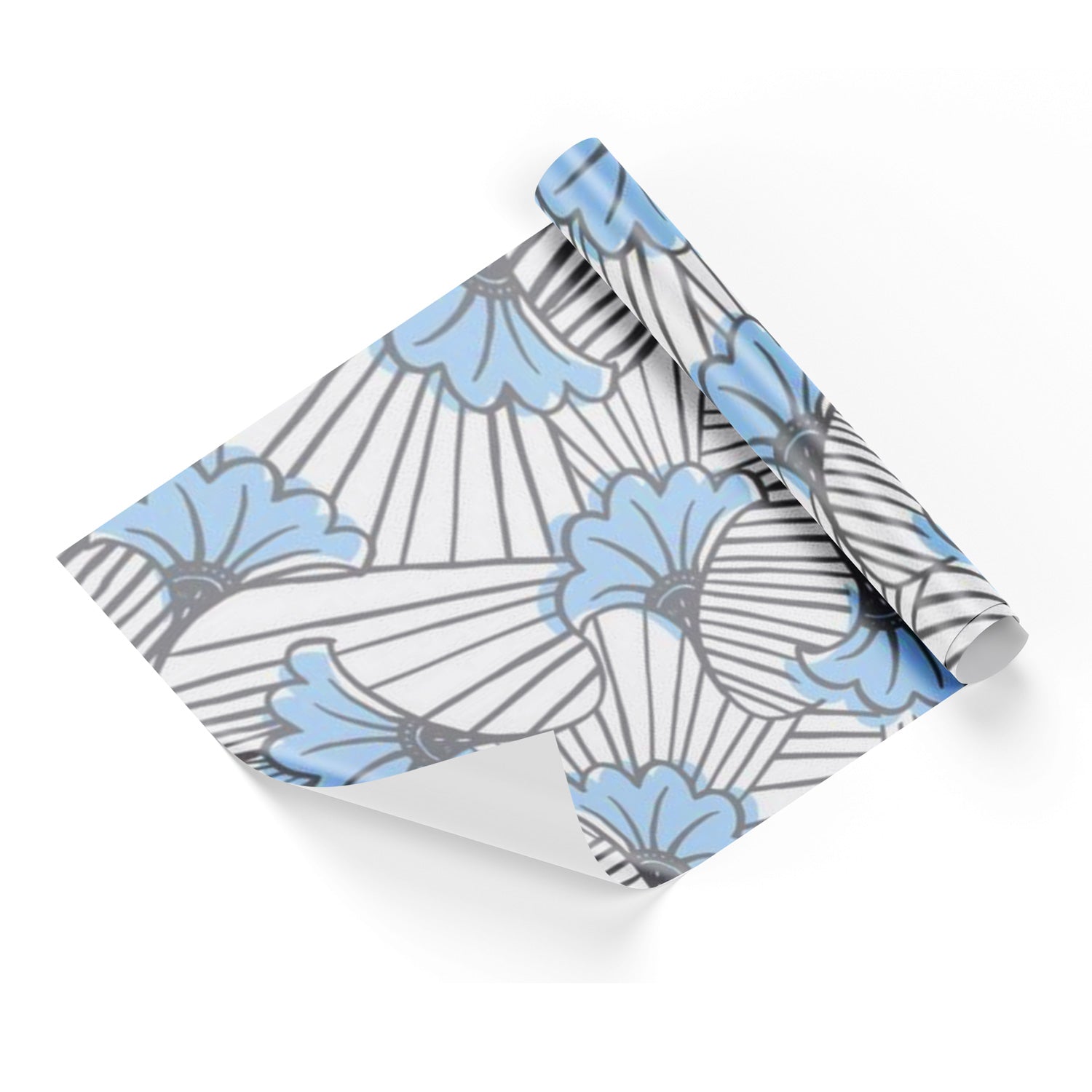 Blue/Grey Flowers Wrapping Paper