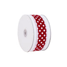 NATURAL RIBBON RED&WHITE DOTS