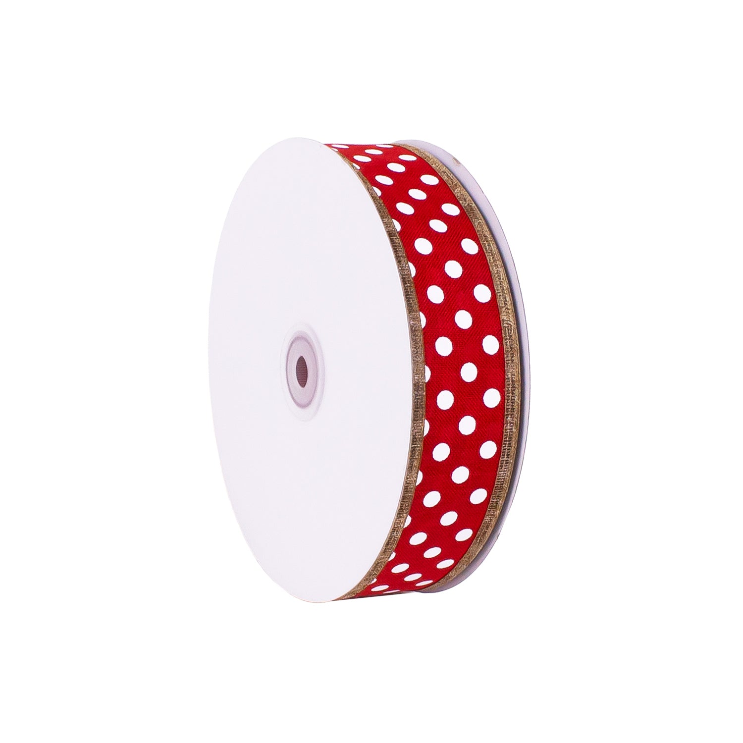 NATURAL RIBBON RED&WHITE DOTS NATURAL EDGE TRIM