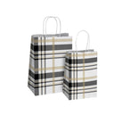 GOLD & BLACK PLAID SHOPPING PAPER BAGS