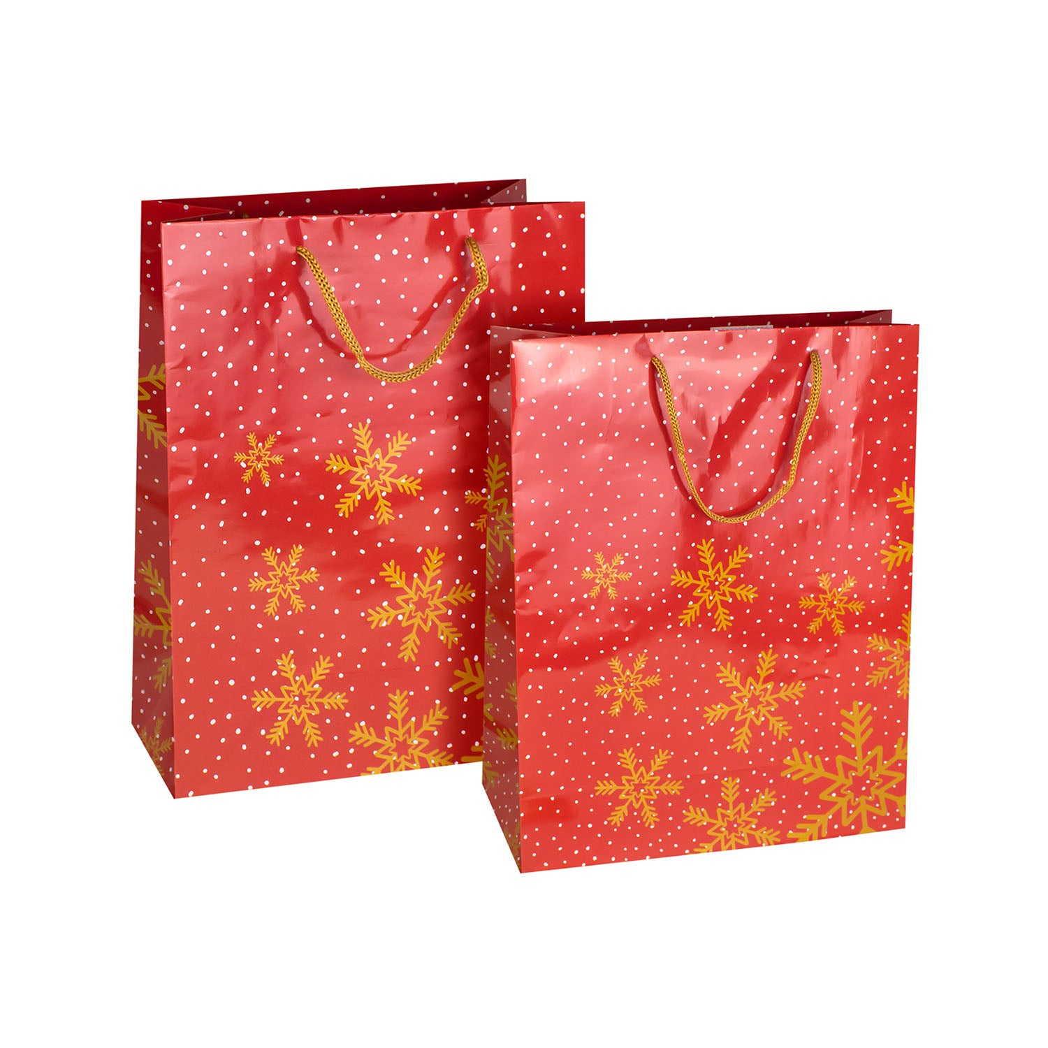 GOLD STARS ON RED BASE CHRISTMAS PAPER BAGS