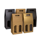 TWO BOTTLE BOX WITH WINDOW AND HANDLE