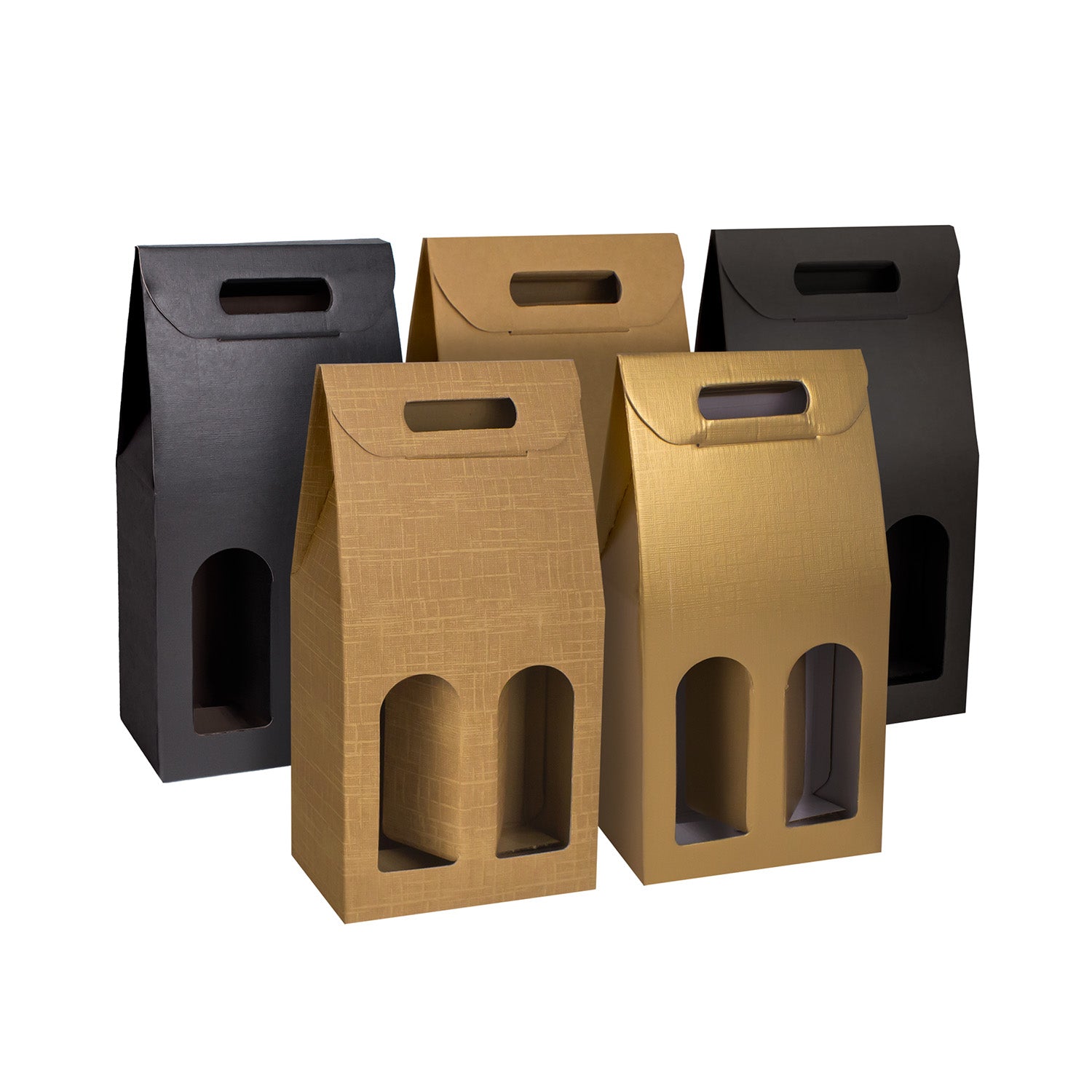 TWO BOTTLE BOX WITH WINDOW AND HANDLE